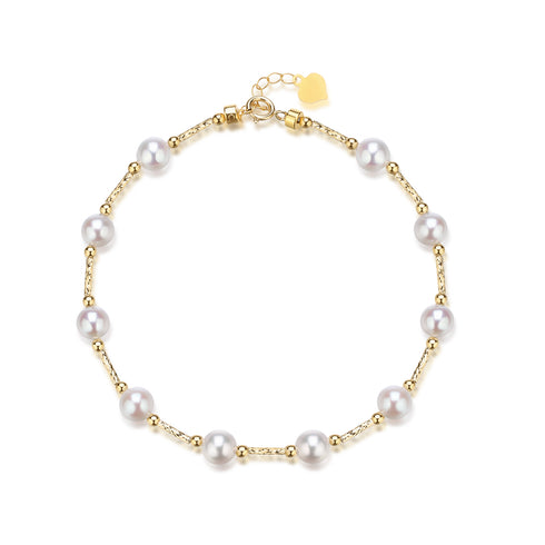 6-7mm Freshwater Pearl Tincup Bracelet 18K Gold - House Of Pearls